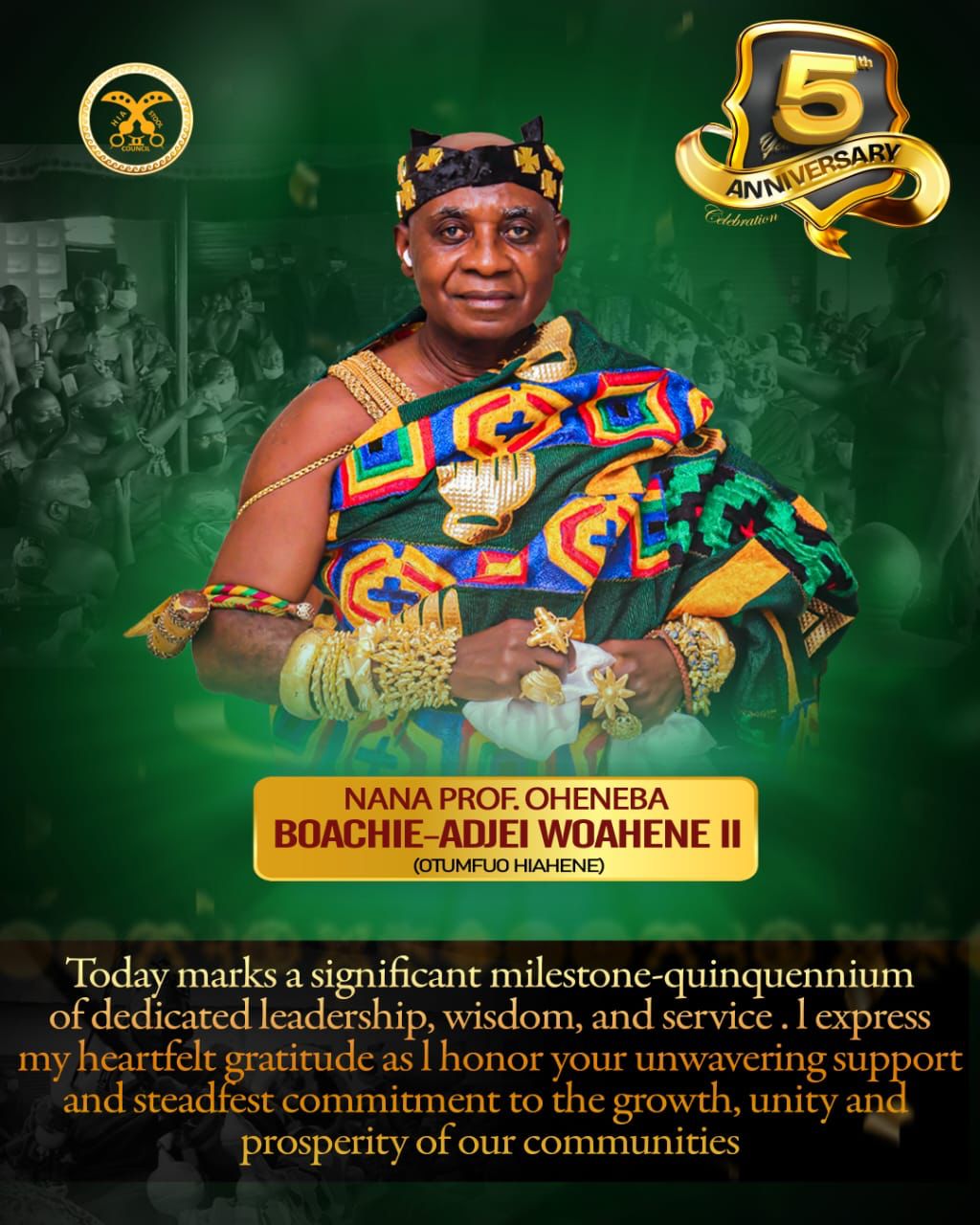 Warmest congratulations to Nana Prof. Oheneba Boachie-Adjei Woahene II